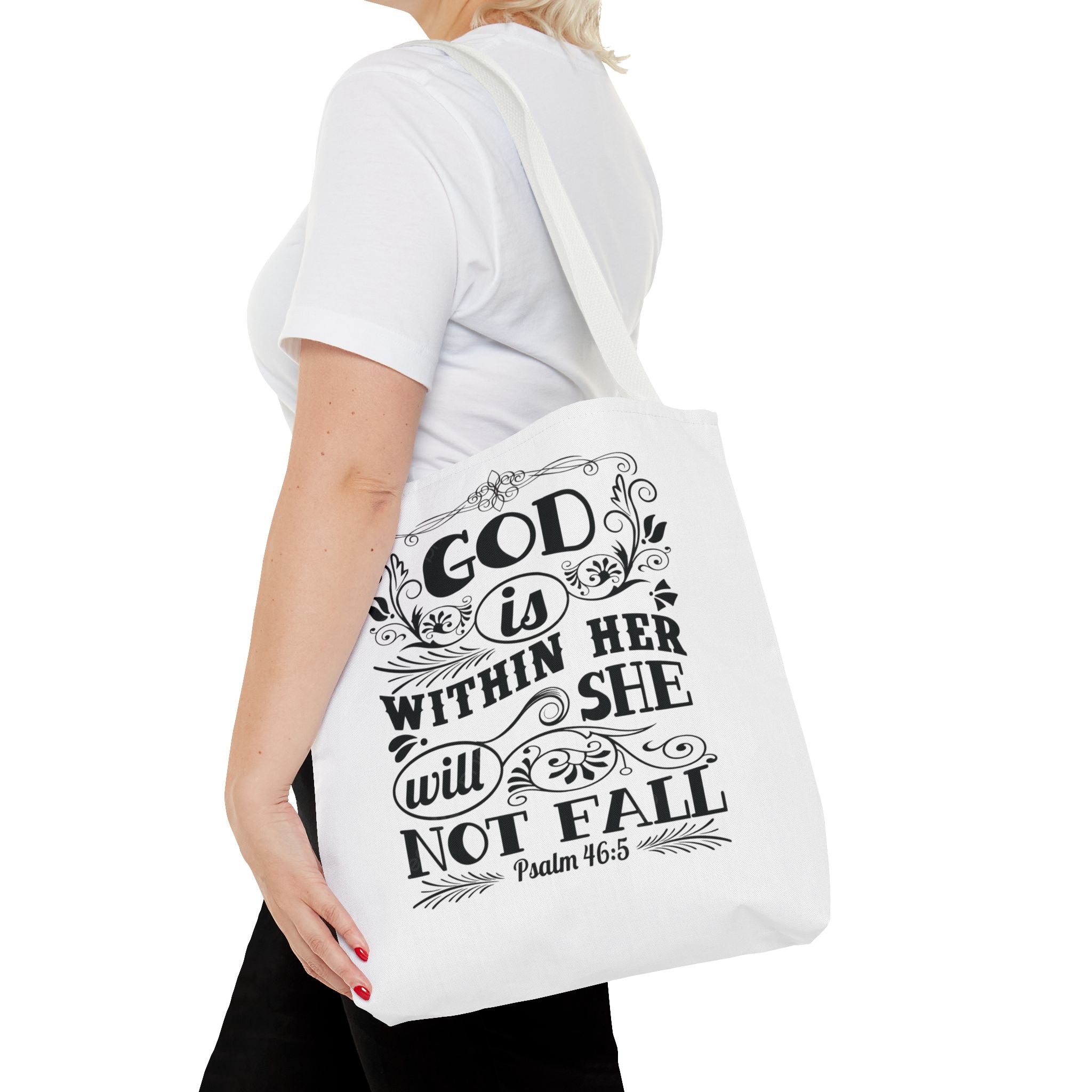 "God Is Within Her She Will Not Fall" Scripture Canvas Bag
