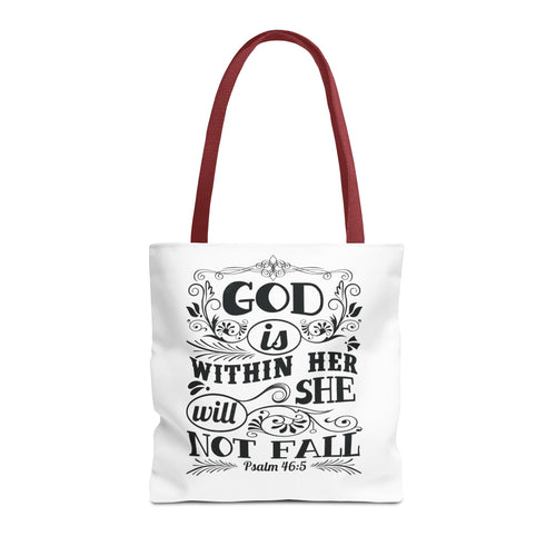 "God Is Within Her She Will Not Fall" Scripture Canvas Bag