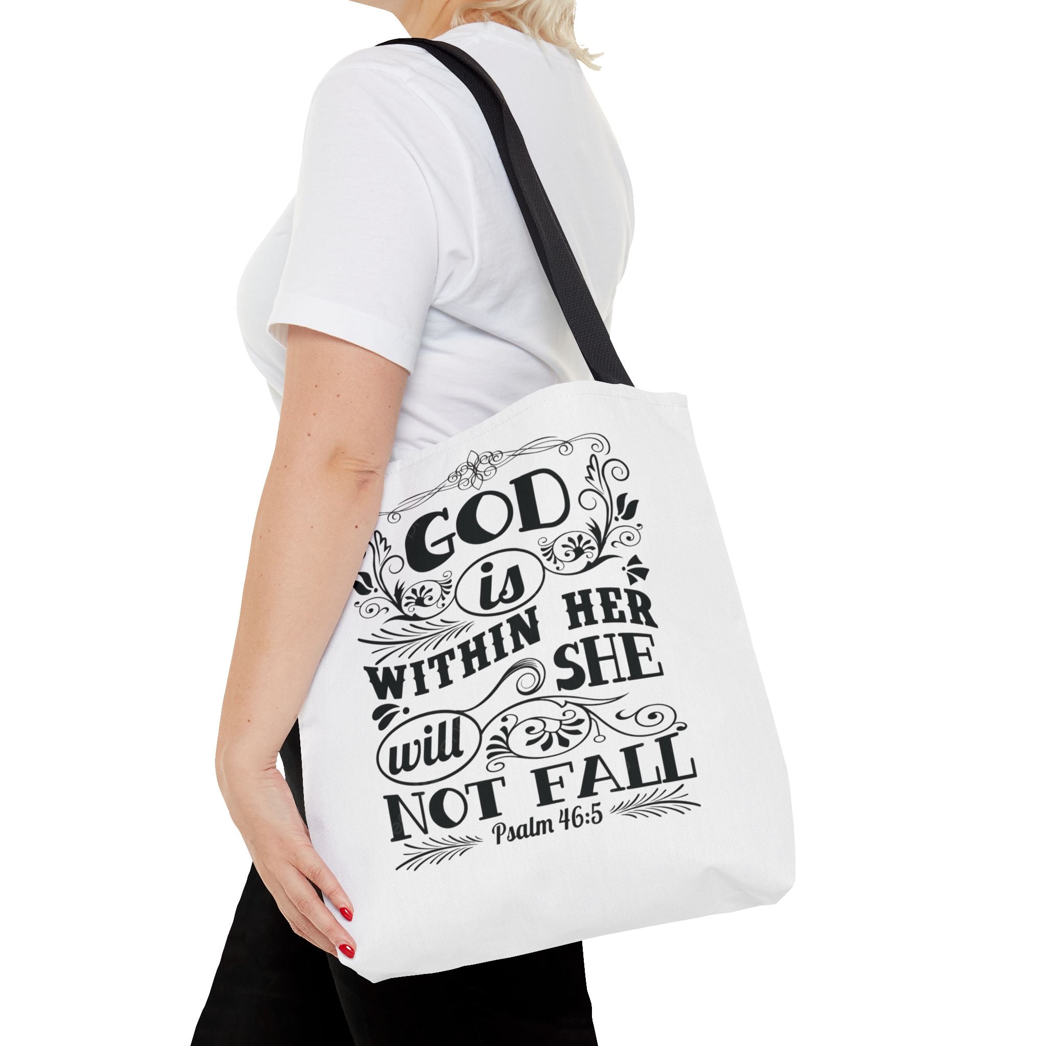 "God Is Within Her She Will Not Fall" Scripture Canvas Bag